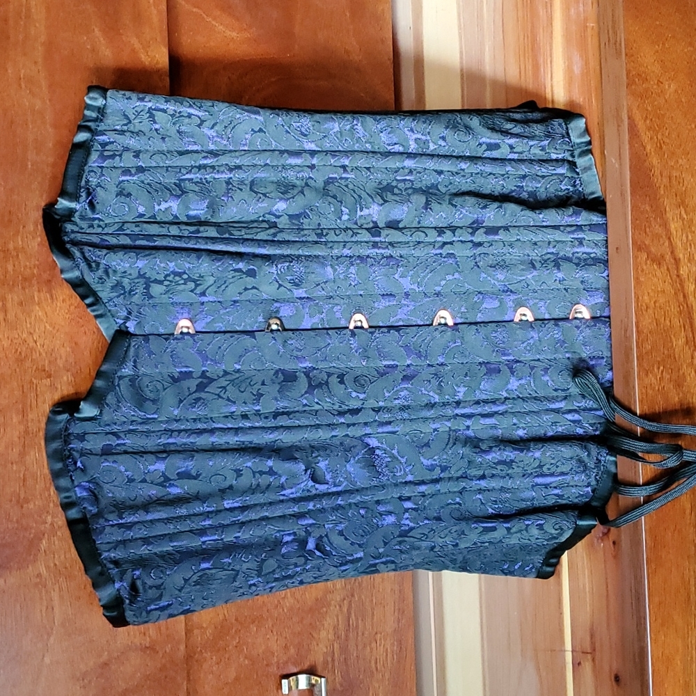 Purple and Black Lace Overbust Corset